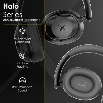 VolkanoX Halo ANC Bluetooth Headphone - Black | VKX-2009-BK