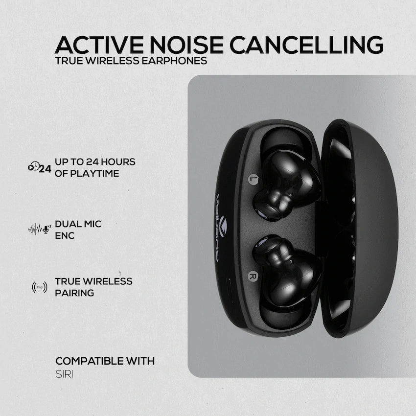 Volkano Nomad Active Noise-Cancelling True Wireless Earphones - Black | VK-3333-BK