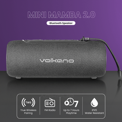 Volkano Mini Mamba 2.0 Series Bluetooth Speaker - Black | VK-3138-BK