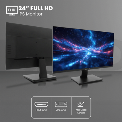 Volkano 24-inch Full HD IPS Monitor with HDMI/VGA, 100 Hz | VK-5602-BK