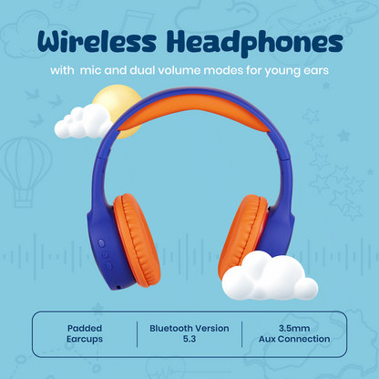 Volkano Atlas Bluetooth Padded Headphones with dB Switch Function | VK-9938-BL