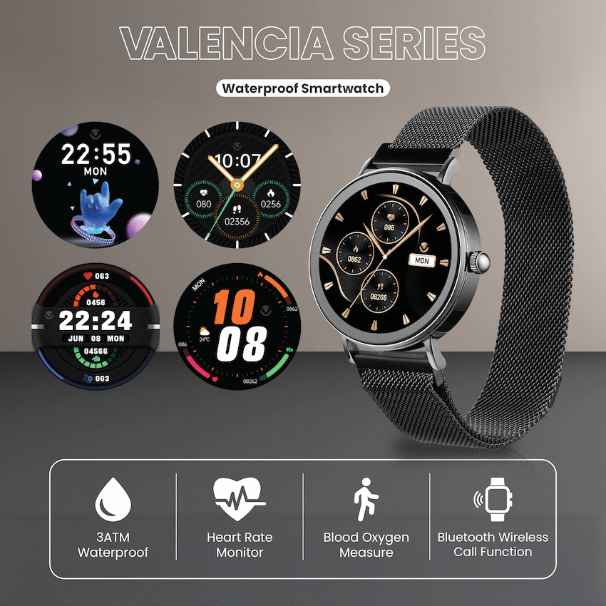 Volkano Valencia Series Ladies Smart Watch - Black | VK-5050-BK