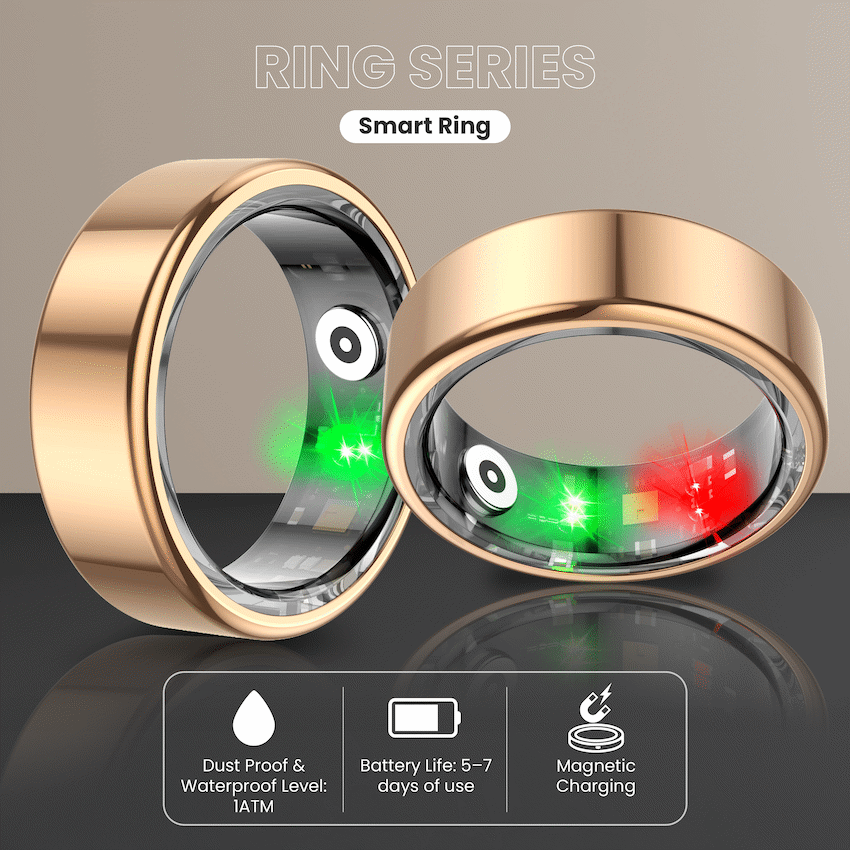 Volkano Ring Series Smart Ring with Charging Case - 19.1mm | VK-5098-LL-GD