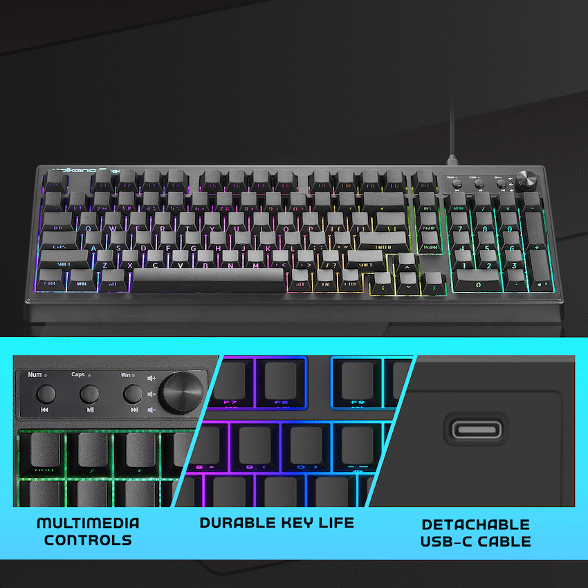 Volkano Gaming Shadow X1 Wired Gaming Keyboard with RGB lighting | VG-207-BK