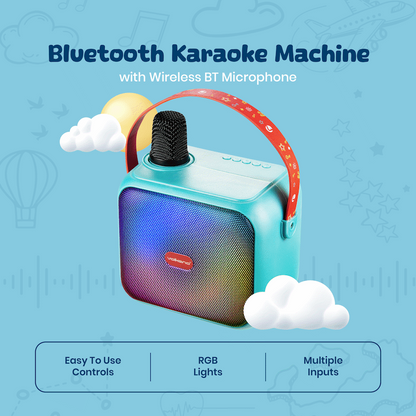 Volkano Kids SongSeeker Bluetooth Karaoke Machine with Wireless BT Microphone | VK-10117-TQ