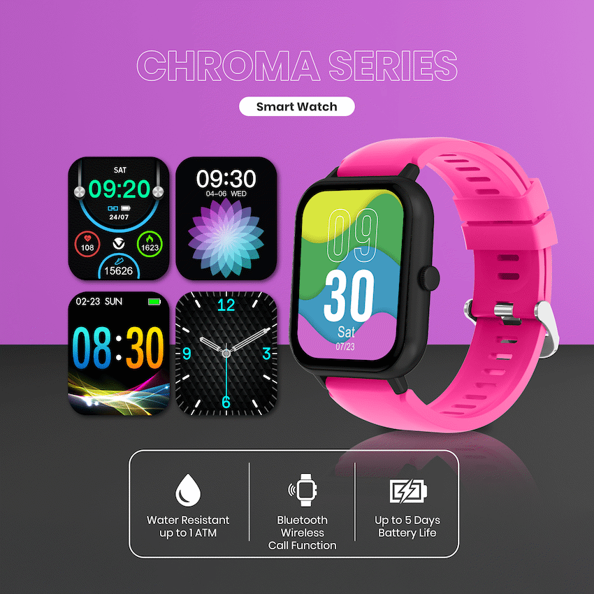 Volkano Chroma Series Smartwatch with Pink Strap | VK-5088-PK