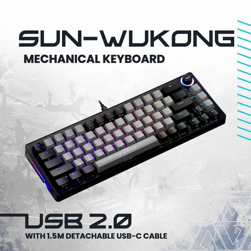 VX Gaming Sun-Wukong RGB Hot Swappable Mechanical Keyboard | VX-232-GYBK