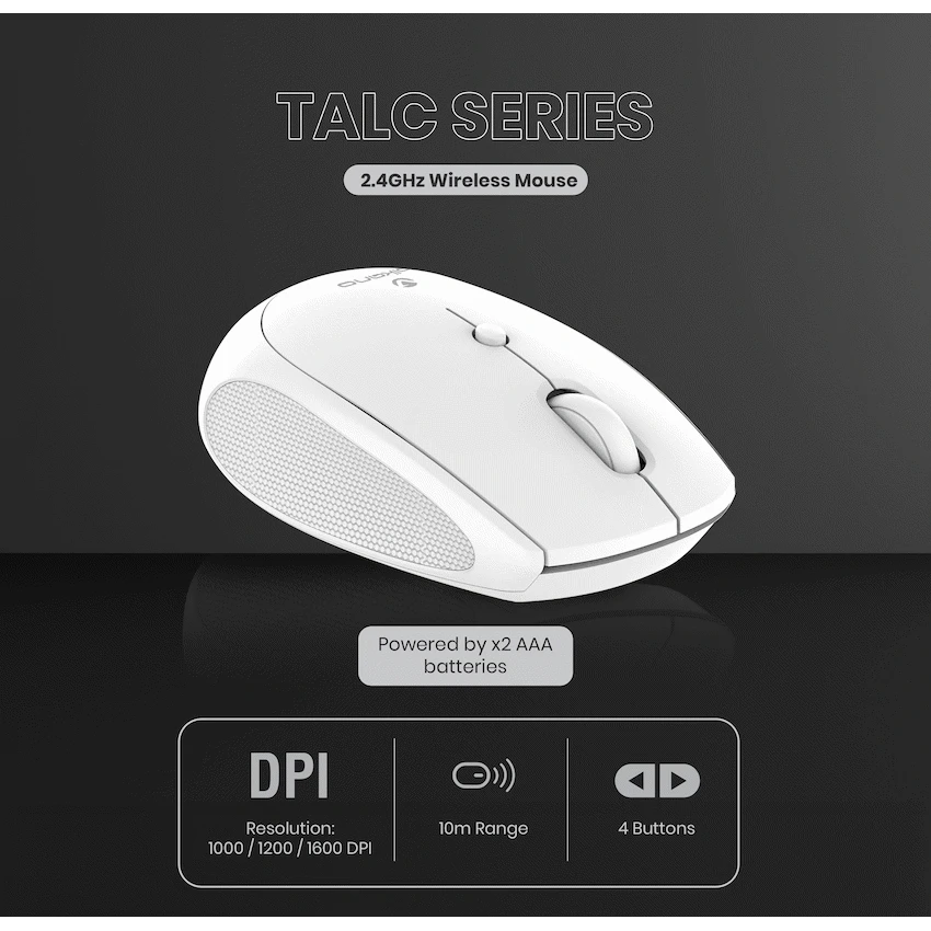 Volkano Talc Wireless Mouse - White | VK-20197-WT