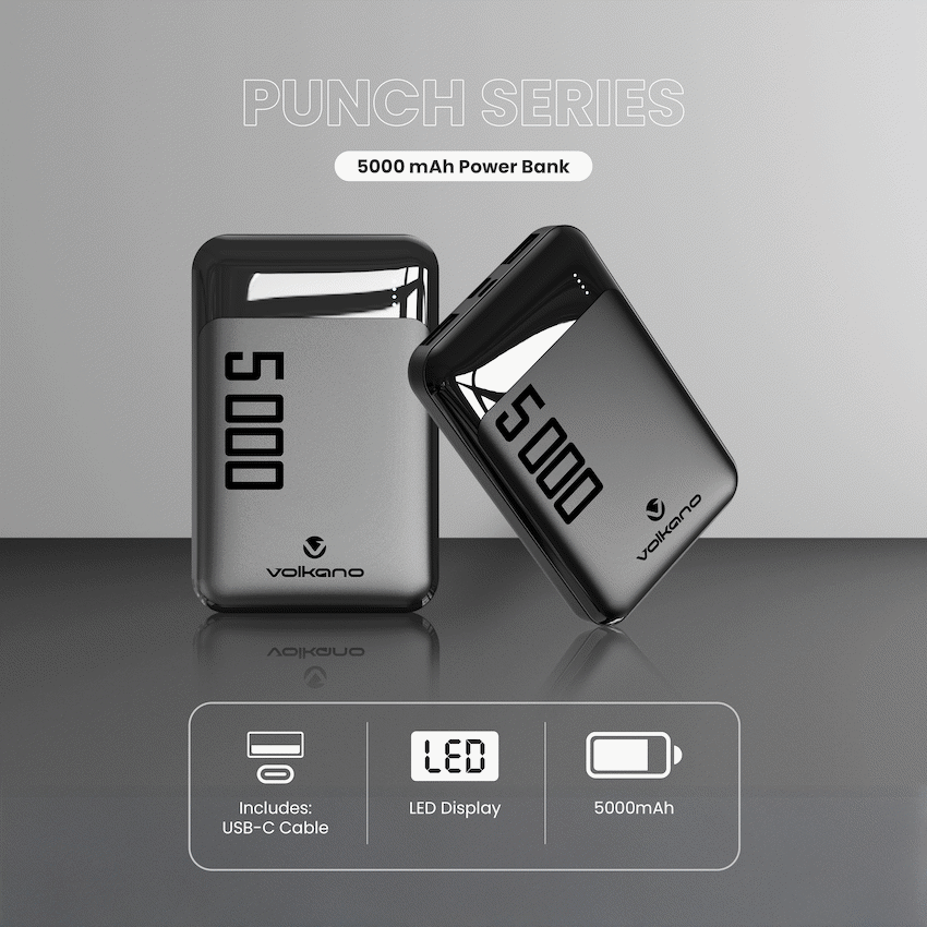 Volkano Punch Series 5000mah Power Bank | VK-9020-BK