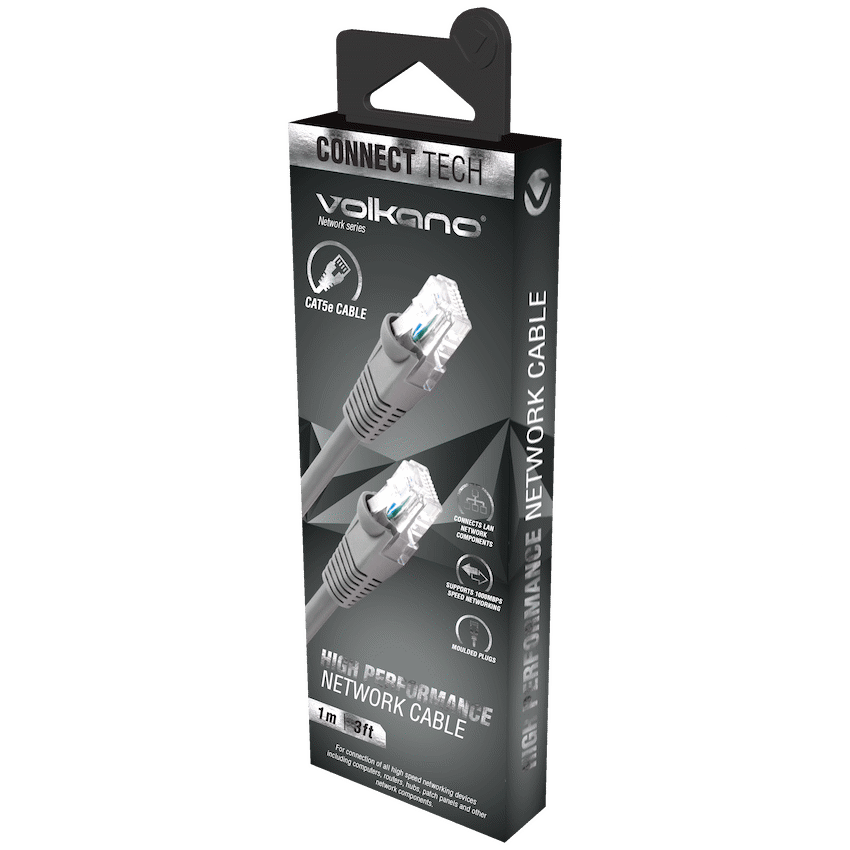 Volkano Network Series RJ-45 Network Cable, CAT5, 1m | VK-20175-GR