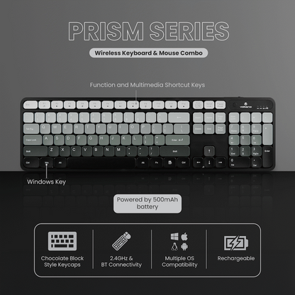 Volkano Prism Series Bluetooth Wireless Keyboard and Mouse - Grey | VK-20248-GR