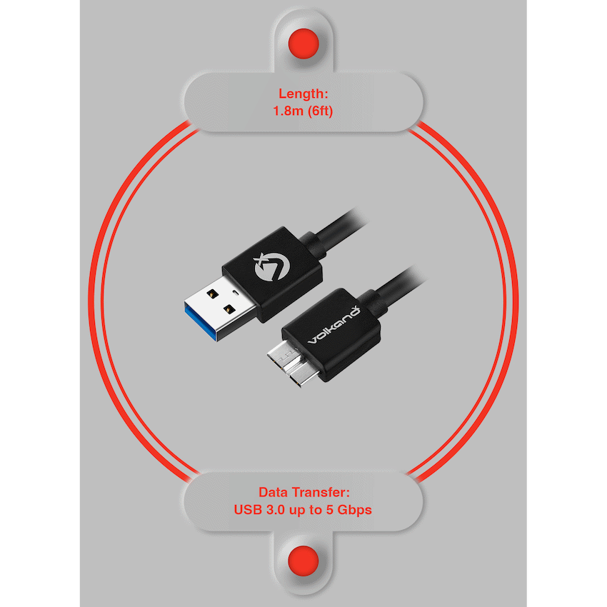 VolkanoX Data Series USB3.0 Micro USB Cable 1.8m | VK-20202-BK