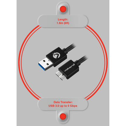 VolkanoX Data Series USB3.0 Micro USB Cable 1.8m | VK-20202-BK