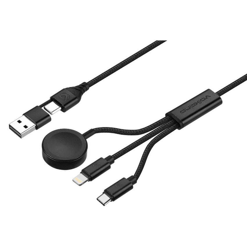 Volkano Weave Series 100W Braided 5-in-1 Charge and Data Cable 1m - Black | VK-20240-BK