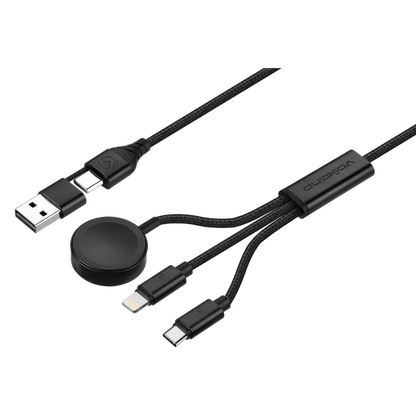 Volkano Weave Series 100W Braided 5-in-1 Charge and Data Cable 1m - Black | VK-20240-BK