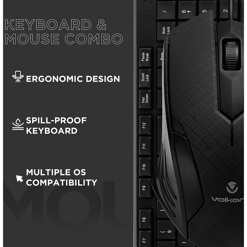 Volkano Krypton Wired Keyboard and Mouse Combo | VK-20122-BK