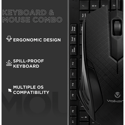 Volkano Krypton Wired Keyboard and Mouse Combo | VK-20122-BK