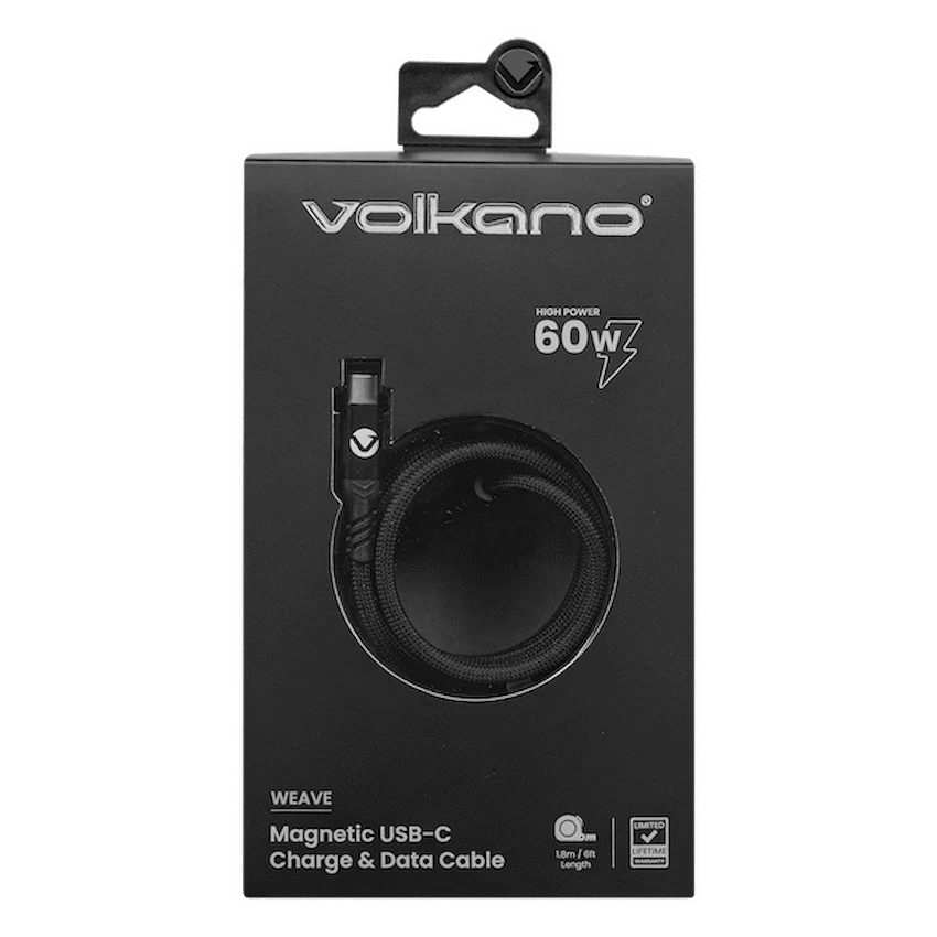 Volkano Weave Series 60w Magnetic Type-C Cable - Black | VK-20239-BK