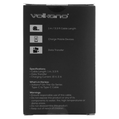 Volkano On-The-Go Type-C to Type-C 30w Cable - Black | VK-PDQ-303-BK