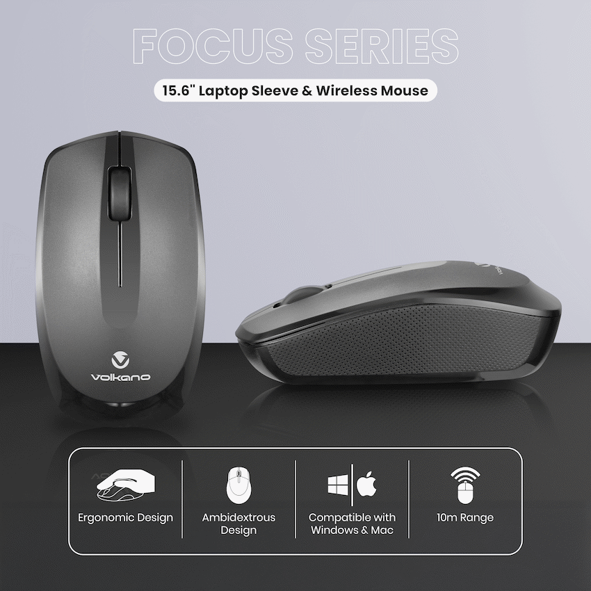Volkano Focus Series 15.6" Laptop Sleeve & Wireless Mouse | VK-9195-BK