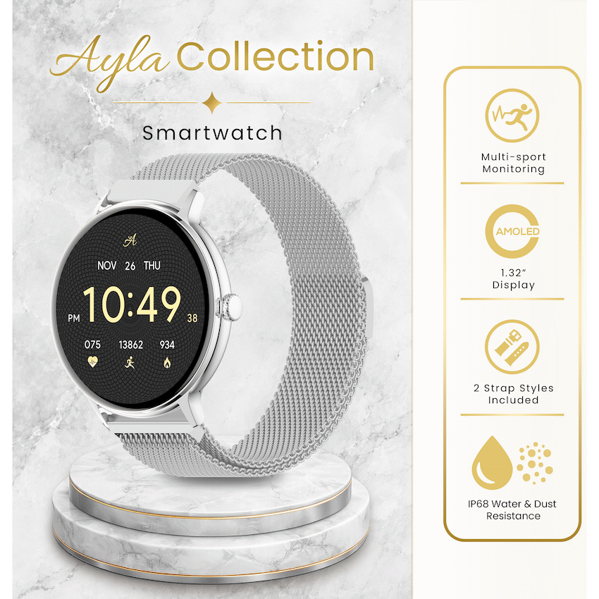 Volkano Ayla Collection Smartwatch with Extra Silicone Strap - Silver | VAC4-5105-SL