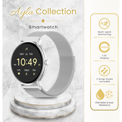 Volkano Ayla Collection Smartwatch with Extra Silicone Strap - Silver | VAC4-5105-SL