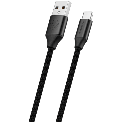 Volkano Weave Series Braided USB A to Type-C Cable 1.2m 60w - Black | VK-20110-BK