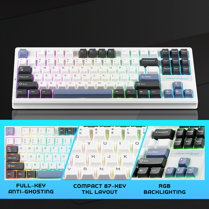 Volkano Gaming Obsidian X1 TKL Mechanical Tri-mode keyboard with Red switches | VG-210-BK