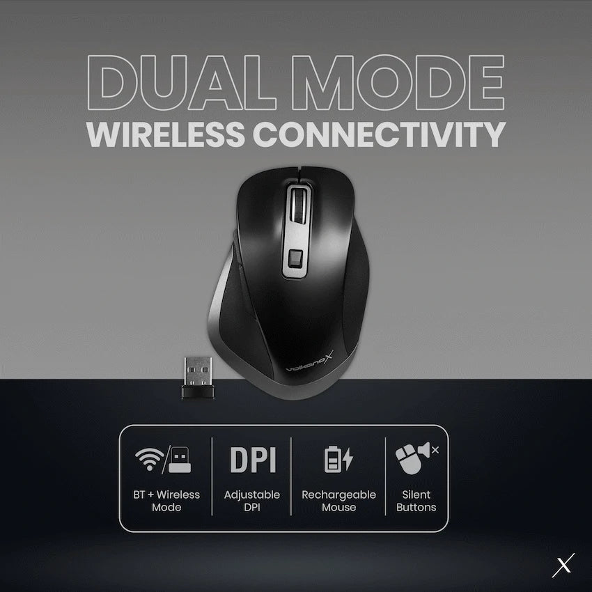 VolkanoX Amber series BT Tri-Mode Rechargeable Mouse | VKX-20085-BK