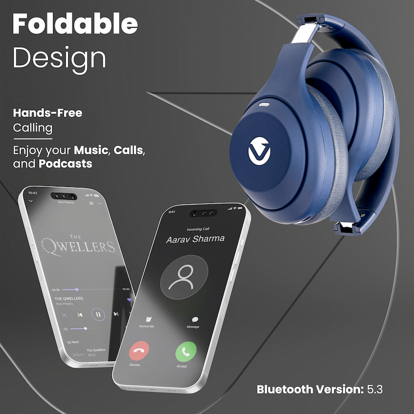 Volkano SoundSweeper Series Active Noise Cancelling bluetooth Headphones - Blue | VK-2027-BL