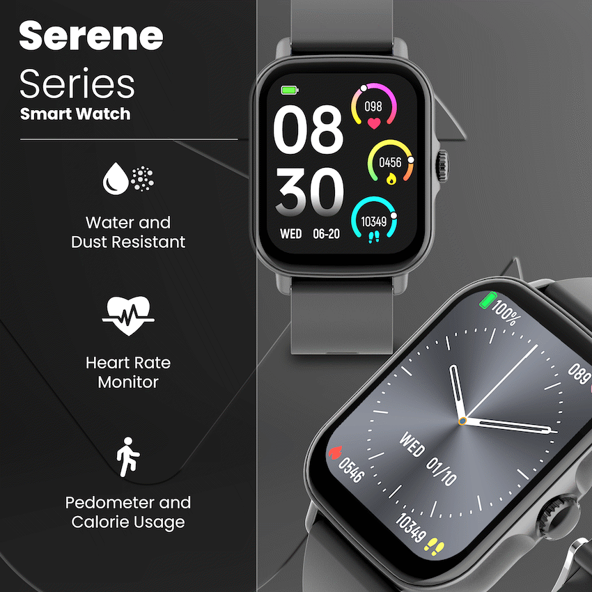 Volkano Active Tech Serene series Watch with heart rate monitor - Black | VK-5072-BK[V2]