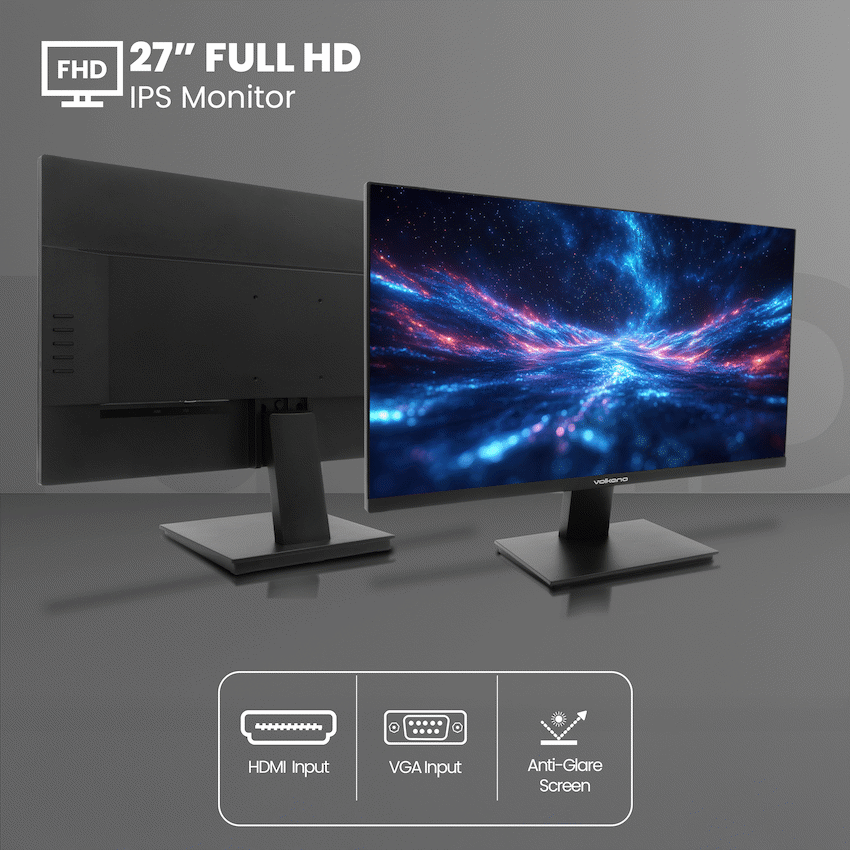 Volkano 27-inch Full HD IPS Monitor with HDMI/VGA, 100 Hz | VK-5603-BK