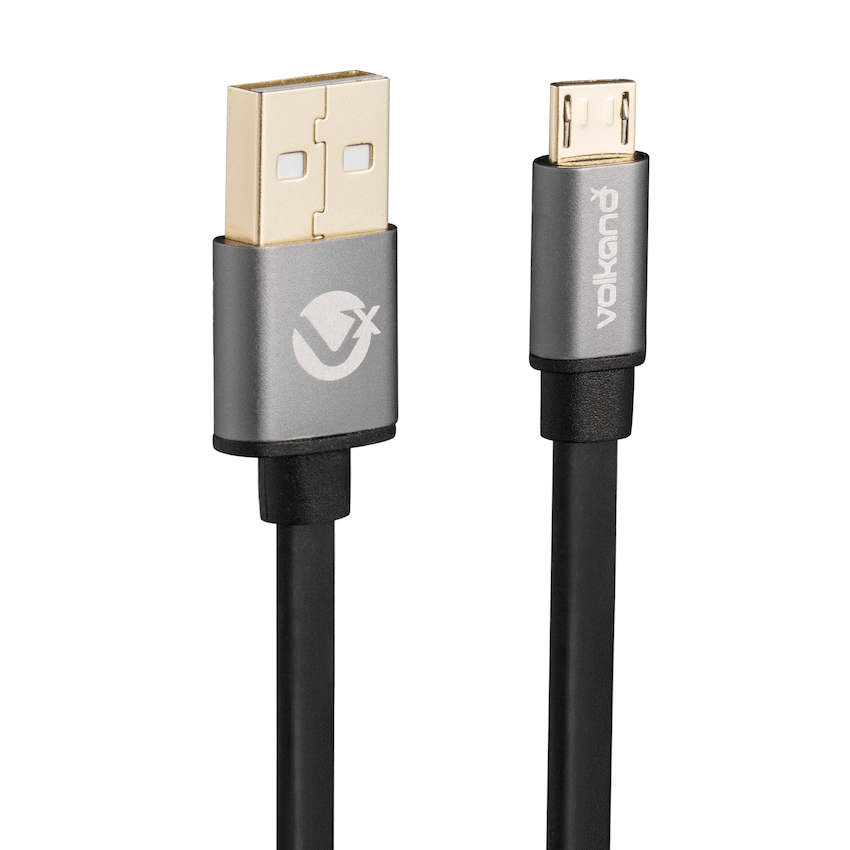 VolkanoX Couple Series Micro USB Premium Twin Pack 1m Charge/Data Cable - Black | VK-20068-BK