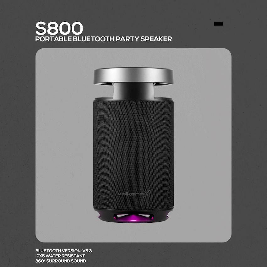VolkanoX S800 Portable Bluetooth Party Speaker | VXS-800-BK