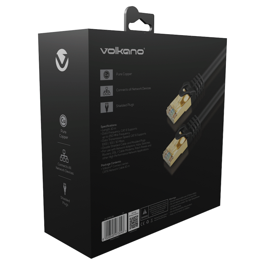 Volkano Connect Series CAT6 Network Cable 10m | VK-20184-BK