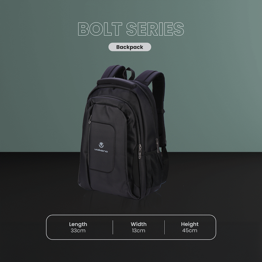 Volkano Bolt series backpack Black | VK-7010-BKBL