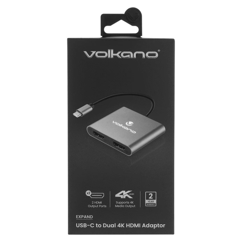 Volkano Expand Series USB-C to Dual 4K HDMI Adaptor | VK-20244-BK