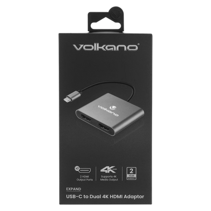 Volkano Expand Series USB-C to Dual 4K HDMI Adaptor | VK-20244-BK