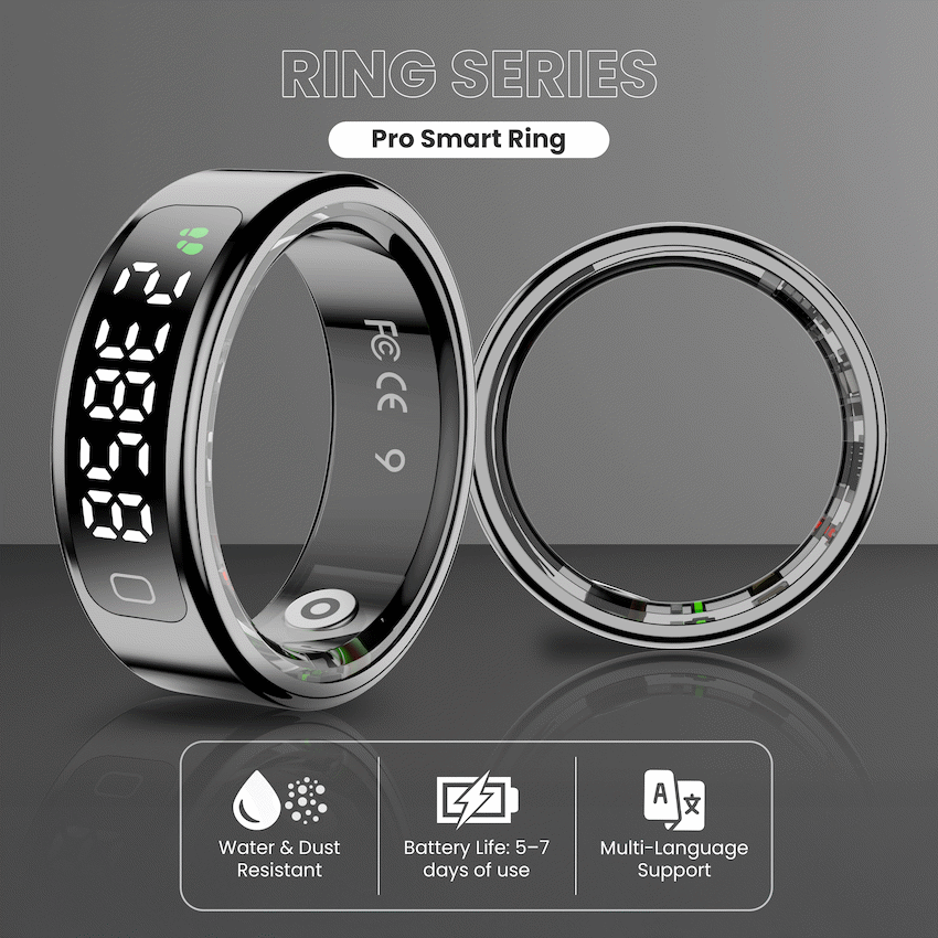 Volkano Ring Series Ring Pro Smart Ring with Charging Case - 18.2mm | VK-5099-M-BK