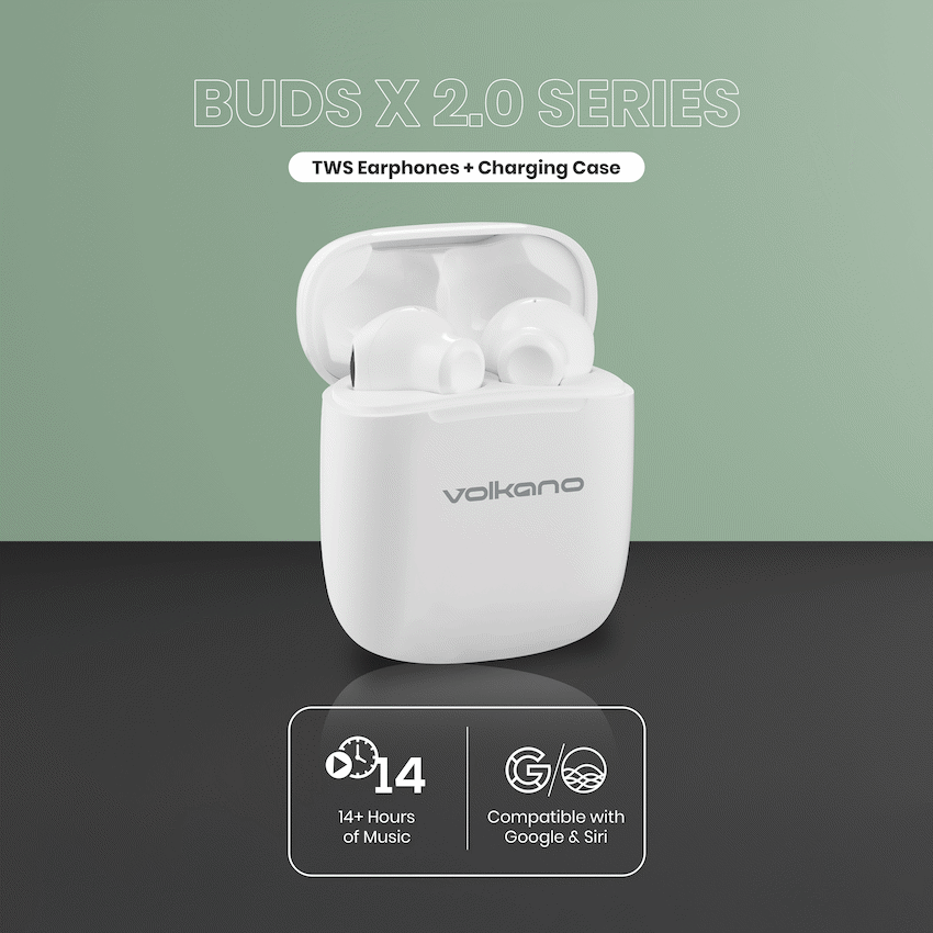 Volkano Buds X 2.0 Series True Wireless Earphones - White | VK-1138-WT[V2]