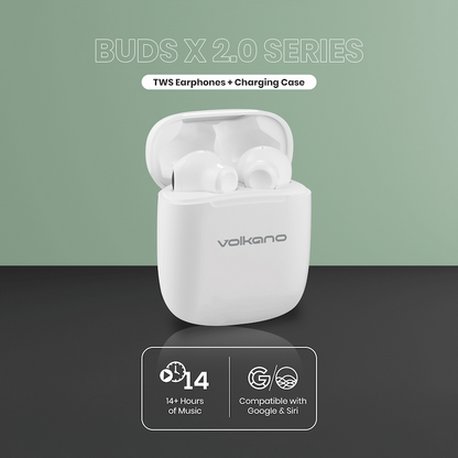 Volkano Buds X 2.0 Series True Wireless Earphones - White | VK-1138-WT[V2]