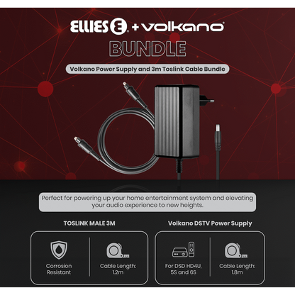 Volkano Power Supply and 3m Toslink Cable Bundle | VK-BUN-75