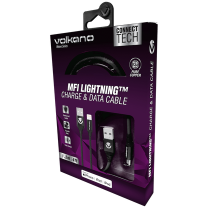 Volkano Weave Series Fabric Braided MFI Lightning Cable 27W 1.2m - Black | VK-20109-BK
