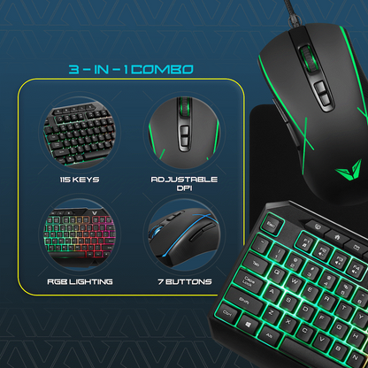 VX Gaming Helios Series 3-in-1 Gaming Combo | VX-148-BK