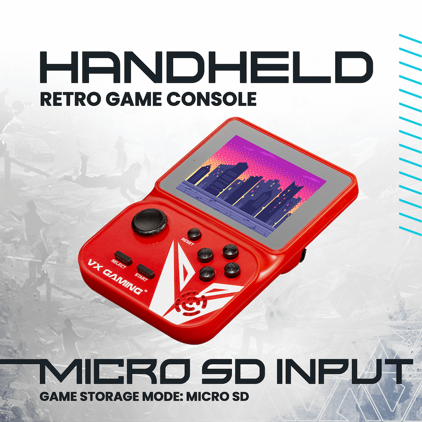 VX Gaming Nostalgia Series Handheld Retro Game Station with 4gb Micro SD - Red | VX-161-RD