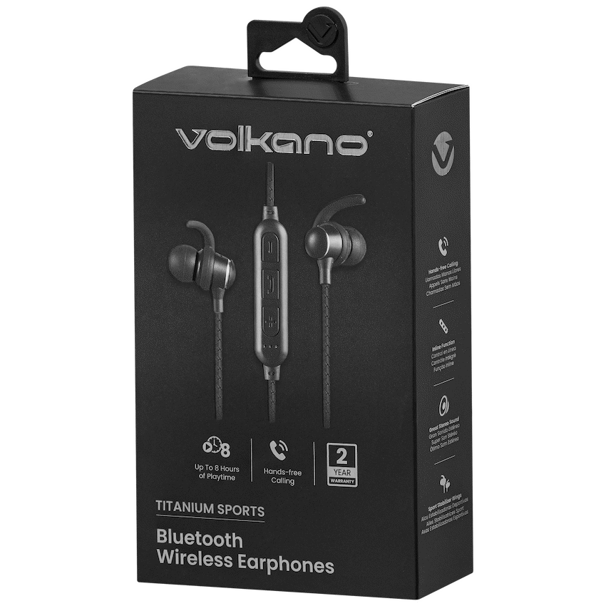 Volkano Titanium Sports Series Bluetooth Earphones | VK-1013-BK