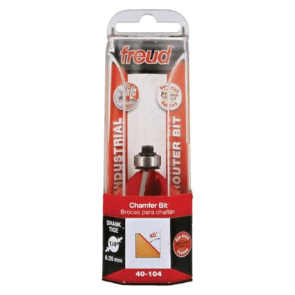 Freud Chamfer Router Bit, D-30.1mm x h-22.5mm x H-64.7mm x C-12.7mm x a-22.5 x A-6mm | 40-10106P