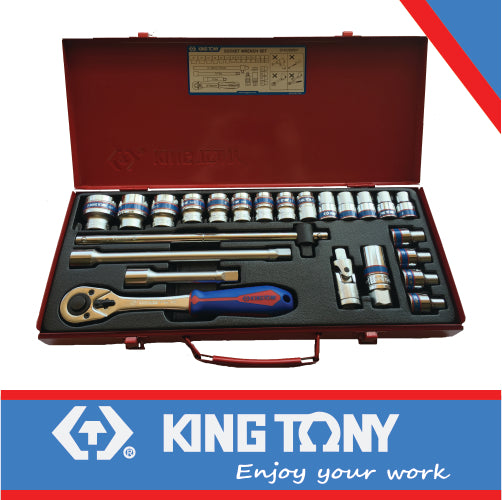 KING TONY SOCKET SET 24PC 1/2"  8 32MM 12P | 4028MR
