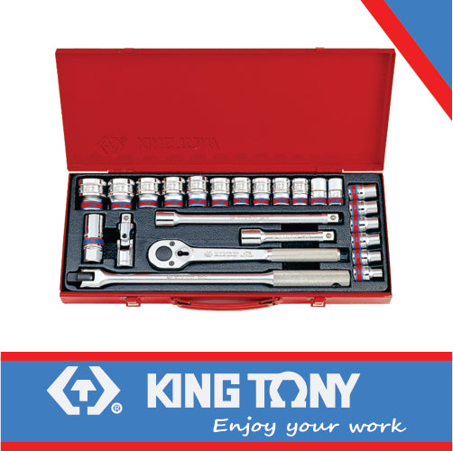 KING TONY SOCKET SET 1/2" 24PC  5/16   1 1/4" 12P | 4032SR