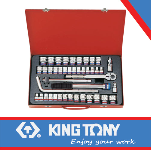 KING TONY SOCKET SET 44PC 1/2" METRIC AND S.A.E 8 32MM 12P | 4044CR